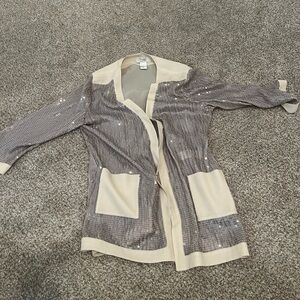 NWOT Helios & Luna by Doncaster silk sequin cardigan size 8.